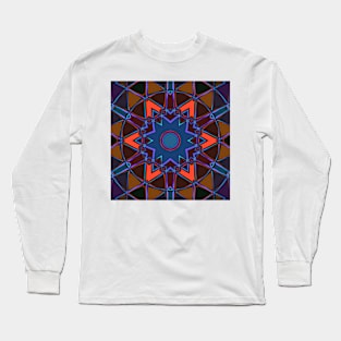 Cartoon Mandala Blue Orange and Purple Long Sleeve T-Shirt